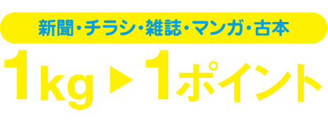 新聞・チラシ・雑誌・マンガ・古本　1kg→1ポイント